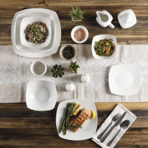 Gibson Home Zen Buffet Dinnerware Set, Service for 6 (39pcs), White (Square)