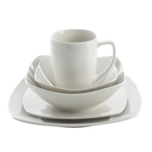 Gibson Home Zen Buffet Dinnerware Set, Service for 6 (39pcs), White (Square)