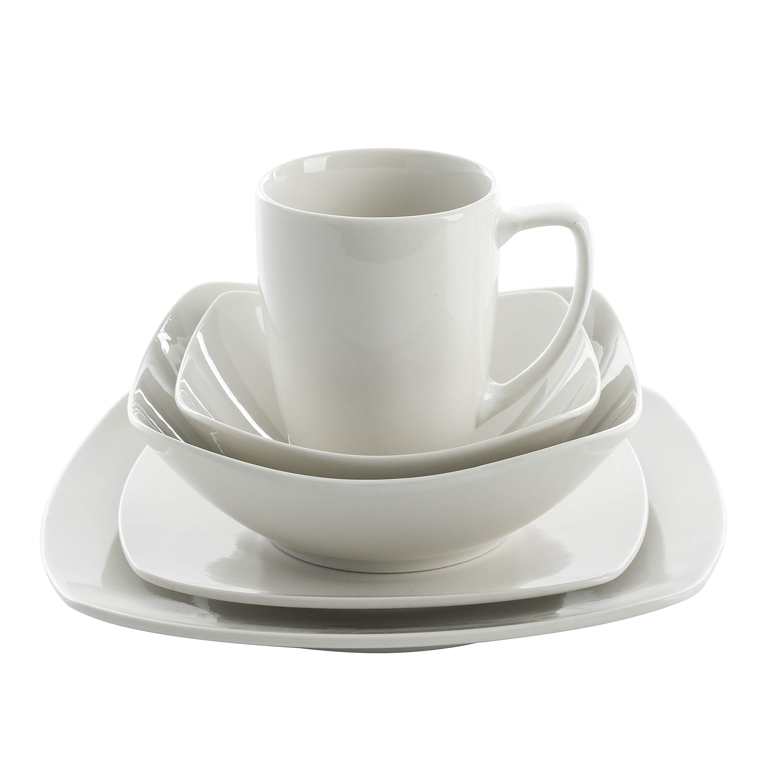 Gibson Home Zen Buffet Dinnerware Set, Service for 6 (39pcs), White (Square)