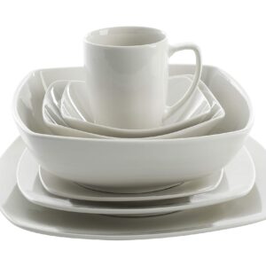 Gibson Home Zen Buffet Dinnerware Set, Service for 6 (39pcs), White (Square)