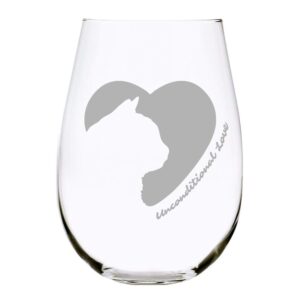 cat silhouette stemless wine glass, 17 oz.