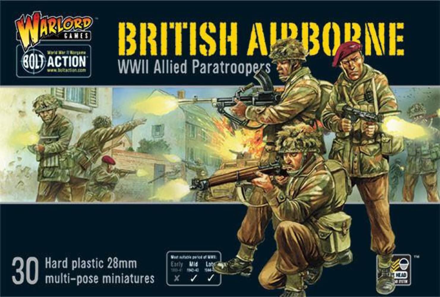 Warlord Bolt Action British Airborne Allied Paratroopers 1:56 WWII Military Wargaming Plastic Model Kit, Small