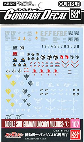 Bandai Hobby No.107 Mobile Suit Gundam UC 1 , Bandai Gundam Decal Hobby Decals