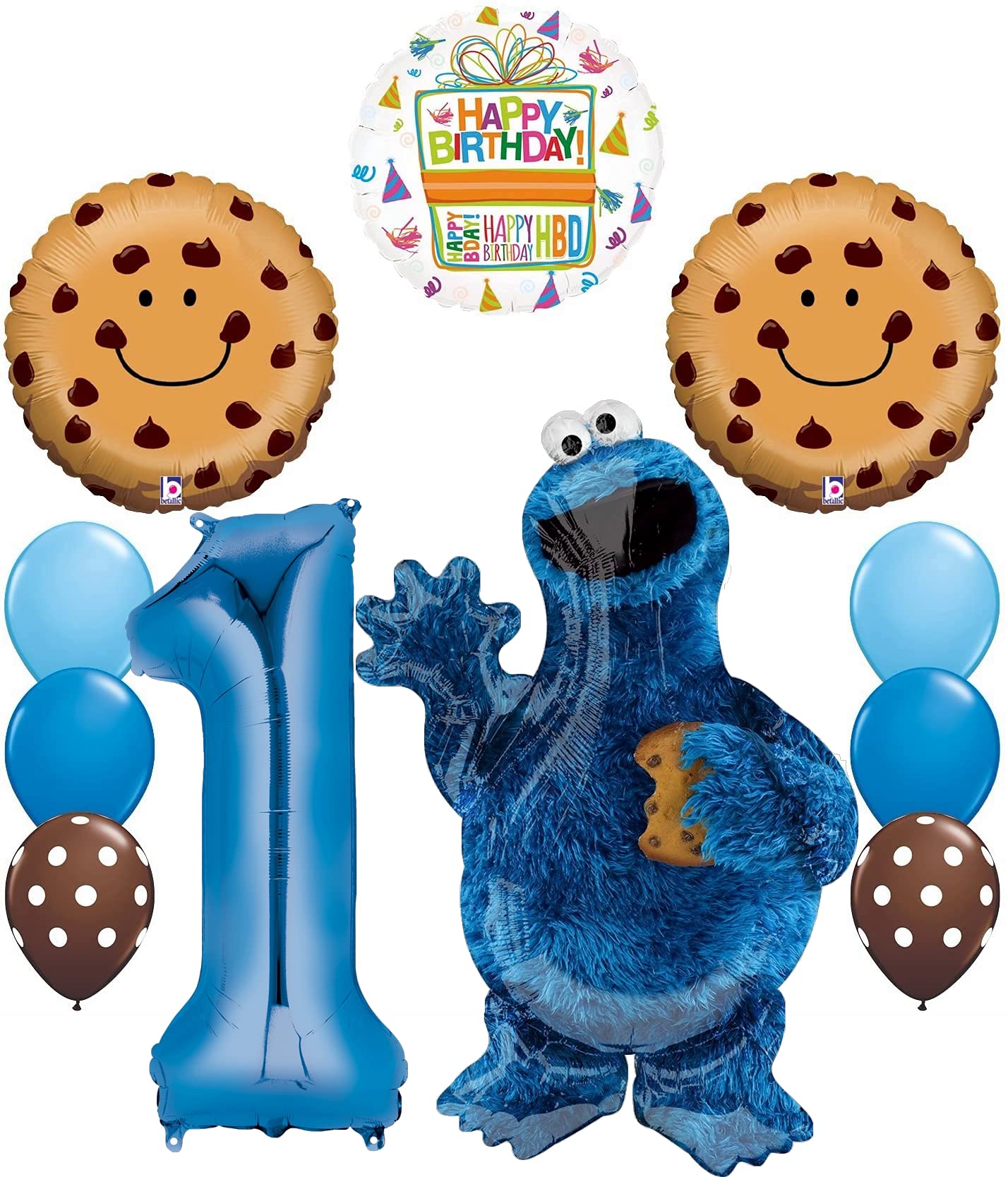 Cookie Monsters Happy 1st Birthday Balloon Decorations and Party Supplies