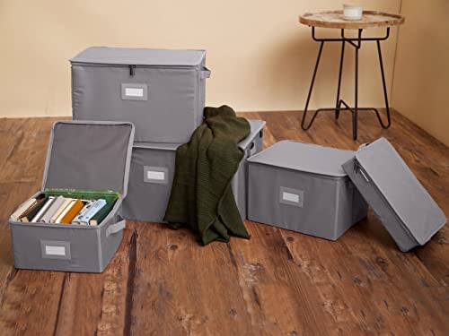 Covermates Keepsakes - Zip-Top Storage Box - Heavy Duty Polyester- Reinforced Handles - Stackable Design - Indoor Storage-Graphite