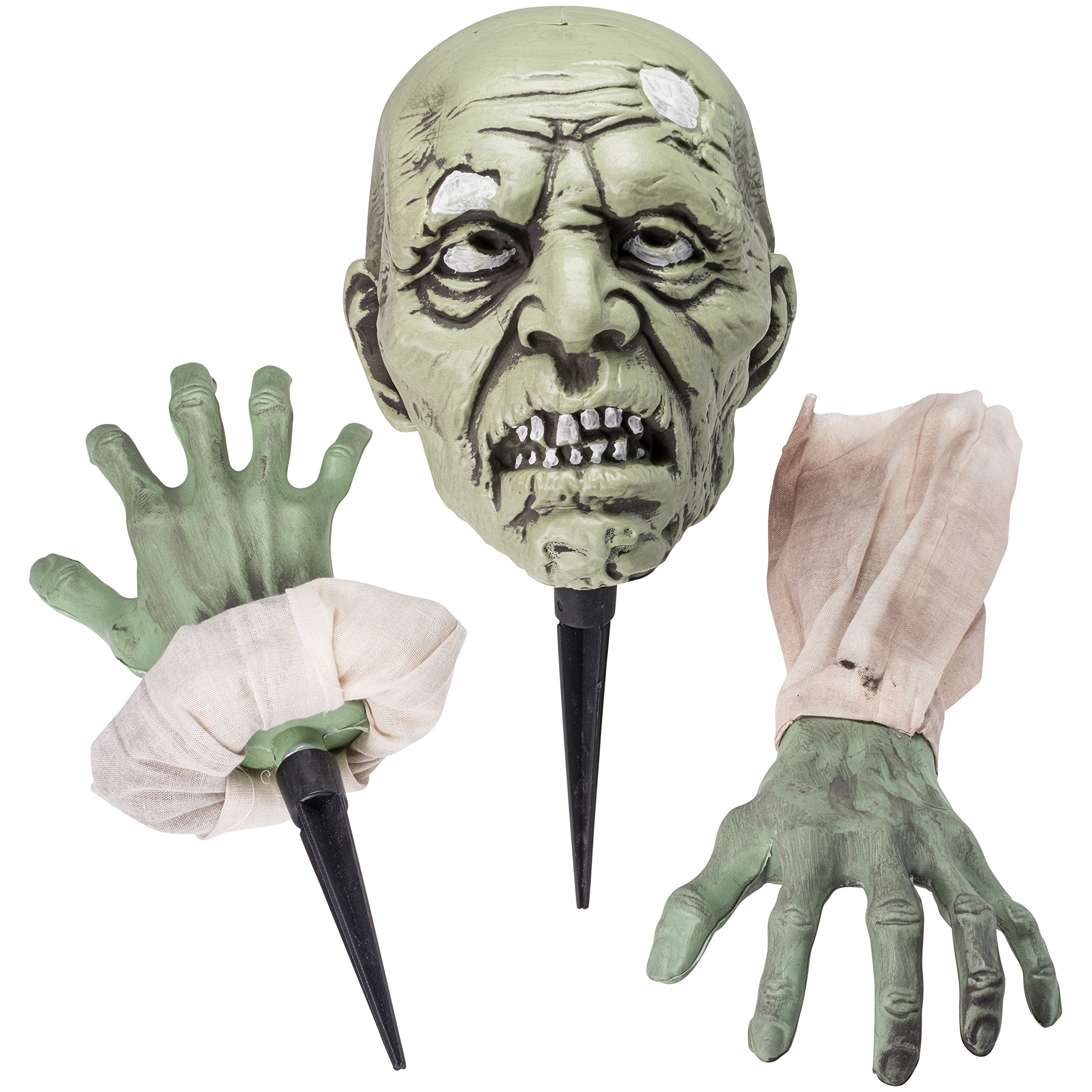 PREXTEX Halloween Zombie Face & Arms Lawn Stakes Groundbreaker Decoration - The Best Outdoor Graveyard Decoration for Halloween - Zombie Halloween Decorations