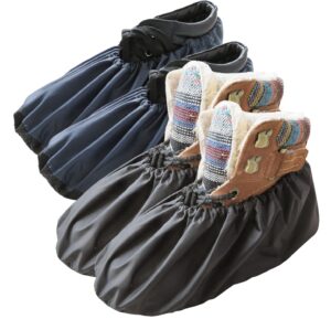 dearyhome washable reusable shoe boot covers - non-slip, water-resistant (2 pairs, extra large) for contractors & households - keep carpets, floors, and rooms clean