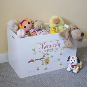 My Bambino Personalized Puppy Childrens Nursery White Open Toy Box