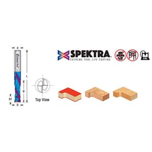 Amana Tool 46170-K CNC SC Spektra Extreme Tool Life Coated Compression Spiral 1/4 D x 7/8 CH x 1/4 SHK x 2-1/2 Inch Long 2 Flute Router Bit