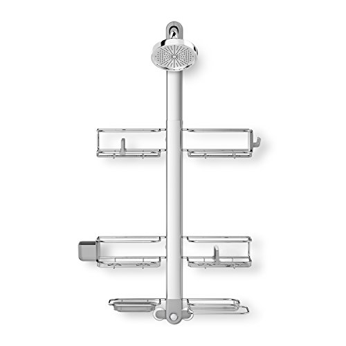 simplehuman Adjustable and Extendable Shower Caddy XL, Stainless Steel and Anodized Aluminum