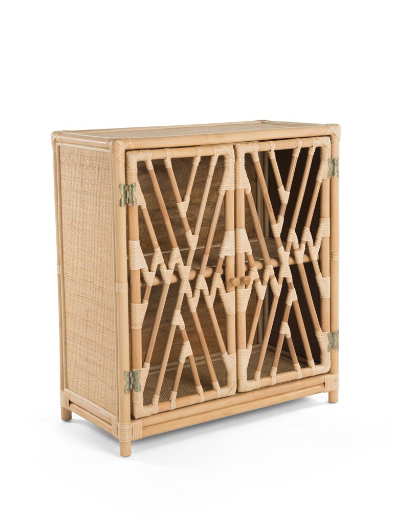 KOUBOO Rattan Chippendale Storage Cabinet with 2 Doors, Natural Color