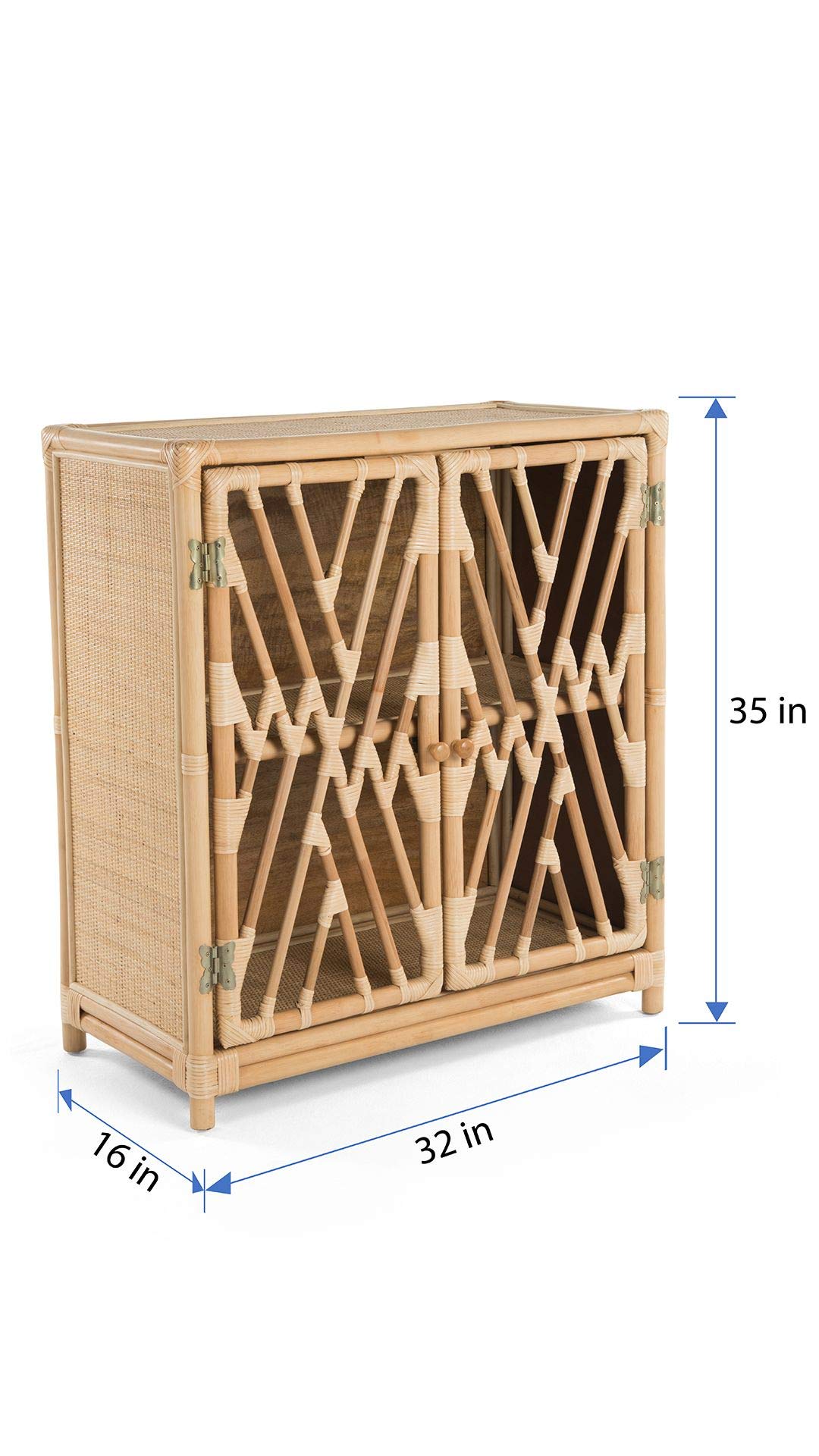 KOUBOO Rattan Chippendale Storage Cabinet with 2 Doors, Natural Color