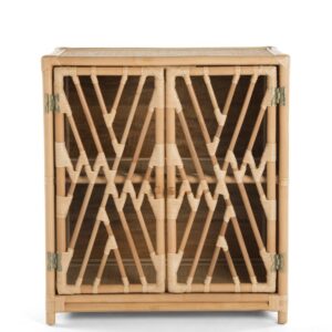 KOUBOO Rattan Chippendale Storage Cabinet with 2 Doors, Natural Color