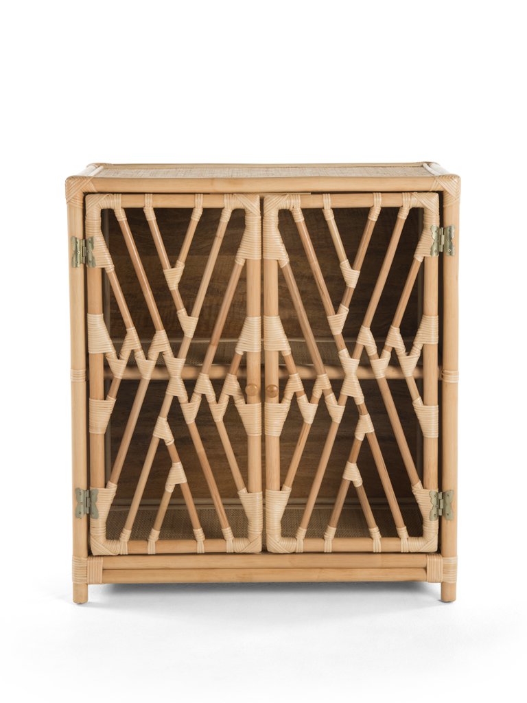 KOUBOO Rattan Chippendale Storage Cabinet with 2 Doors, Natural Color