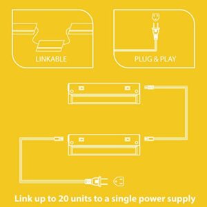 GETINLIGHT Swivel Dimmable LED Under Cabinet Lighting, Selectable White 2700K/ 4000K, 12-inch, Plugged-in Only, White Finished, IN-0109-2-WH