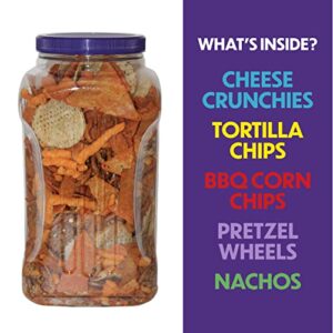 Utz Party Mix - 26 Ounce Barrel - Tasty Snack Mix Includes Corn/Nacho Tortillas, Pretzels, BBQ Corn Chips and Cheese Curls, Easy and Quick Party Snacks, Cholesterol Free and Trans-Fat Free