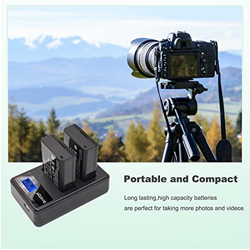Bonadget 2 Pack LP-E10 Battery with LCD Dual Charger Kit for Canon EOS Rebel T3 T5 T6 T7,Kiss X50 X70 X80 X90,EOS 1100D EOS 1200D 1300D 1500D 2000D 3000D 4000D Digital Camera