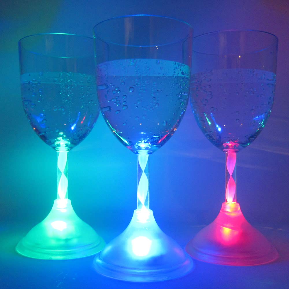 Light Up Wine Glasses (Set of 6) - 11 oz Glowing LED Wine Glasses (Multi-Color)