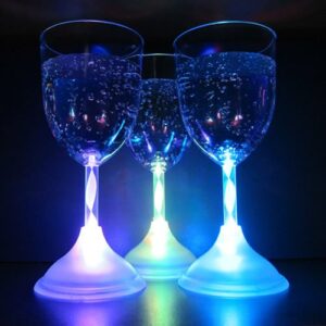 Light Up Wine Glasses (Set of 6) - 11 oz Glowing LED Wine Glasses (Multi-Color)