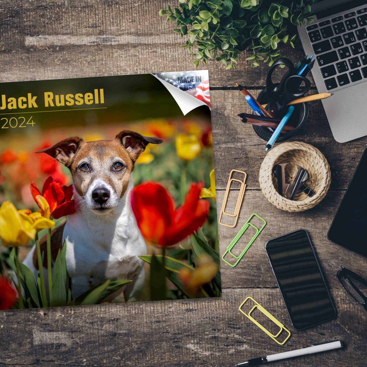 2023 2024 Jack Russell Calendar - Dog Breed Monthly Wall Calendar - 12 x 24 Open - Thick No-Bleed Paper - Giftable - Academic Teacher's Planner Calendar Organizing & Planning - Made in USA