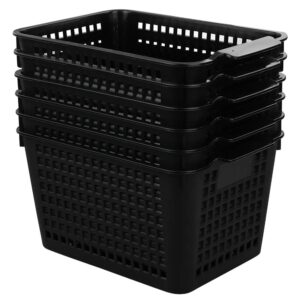 begale rectangle plastic storage basket, desktop organizer bin, set of 6, black