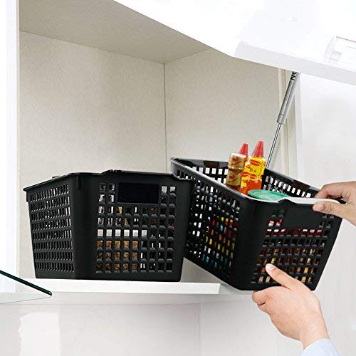 Begale Rectangle Plastic Storage Basket, Desktop Organizer Bin, Set of 6, Black