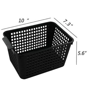 Begale Rectangle Plastic Storage Basket, Desktop Organizer Bin, Set of 6, Black