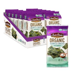 annie chun's - crispy organic seaweed, sea salt flavor, keto, vegan, gluten-free, dairy-free, light and airy delicious snacks, 0.16-oz (pack of 12)