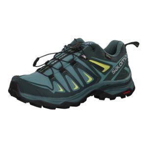 salomon x ultra 3 gore-tex hiking shoes for women, artic/darkest spruce/sunny lime, 5.5
