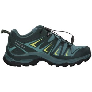 Salomon X Ultra 3 Gore-TEX Hiking Shoes for Women, Artic/Darkest Spruce/Sunny Lime, 5.5