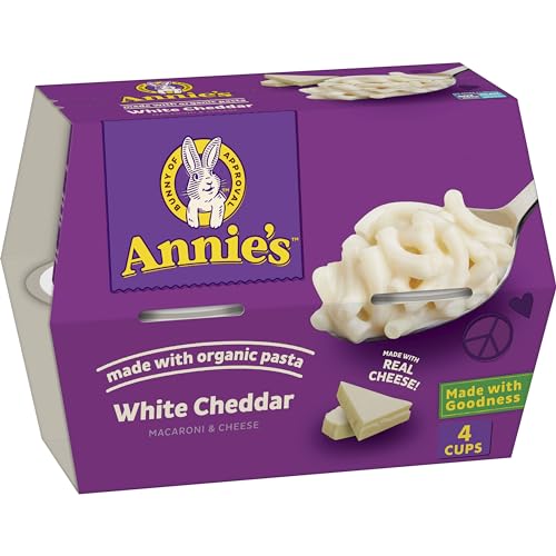 Annie's White Cheddar Microwave Mac and Cheese with Organic Pasta Cups, 4 Ct, 8.04 oz