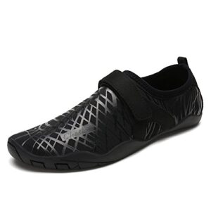 cheston mens barefoot quick dry aqua water shoe(16 women / 14 men, all-black)