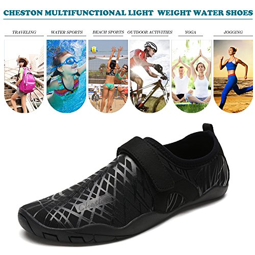 Cheston Mens Barefoot Quick Dry Aqua Water Shoe(16 Women / 14 Men, All-Black)