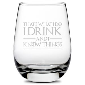 integrity bottles premium stemless wine glass, that's what i do, game of thrones quote, sand carved by hand, 16oz