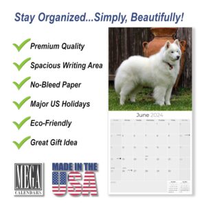 2023 2024 Samoyed Calendar - Dog Breed Monthly Wall Calendar - 12 x 24 Open - Thick No-Bleed Paper - Giftable - Academic Teacher's Planner Calendar Organizing & Planning - Made in USA