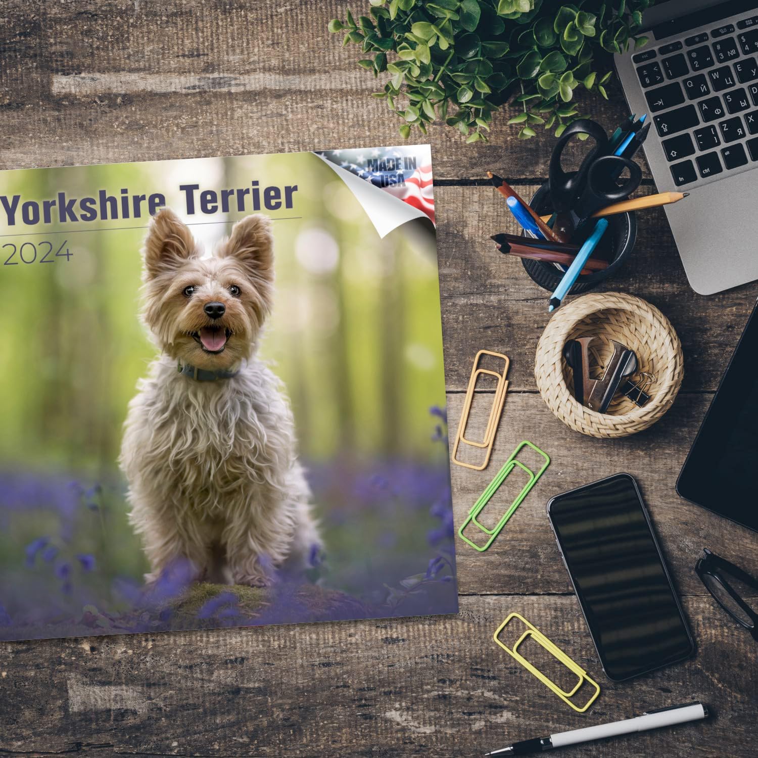 2023 2024 Yorkshire Terrier Calendar - Dog Breed Monthly Wall Calendar - 12 x 24 Open - Thick No-Bleed Paper - Giftable - Academic Teacher's Planner Calendar Organizing & Planning - Made in USA