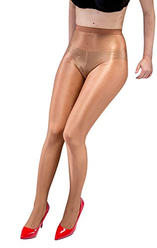 KFFYEYE 70D Women's Thickness Ultra Shine Stockings Pantyhose, Ultra Shimmery PLUS Footed Tight (Gold Coffee)