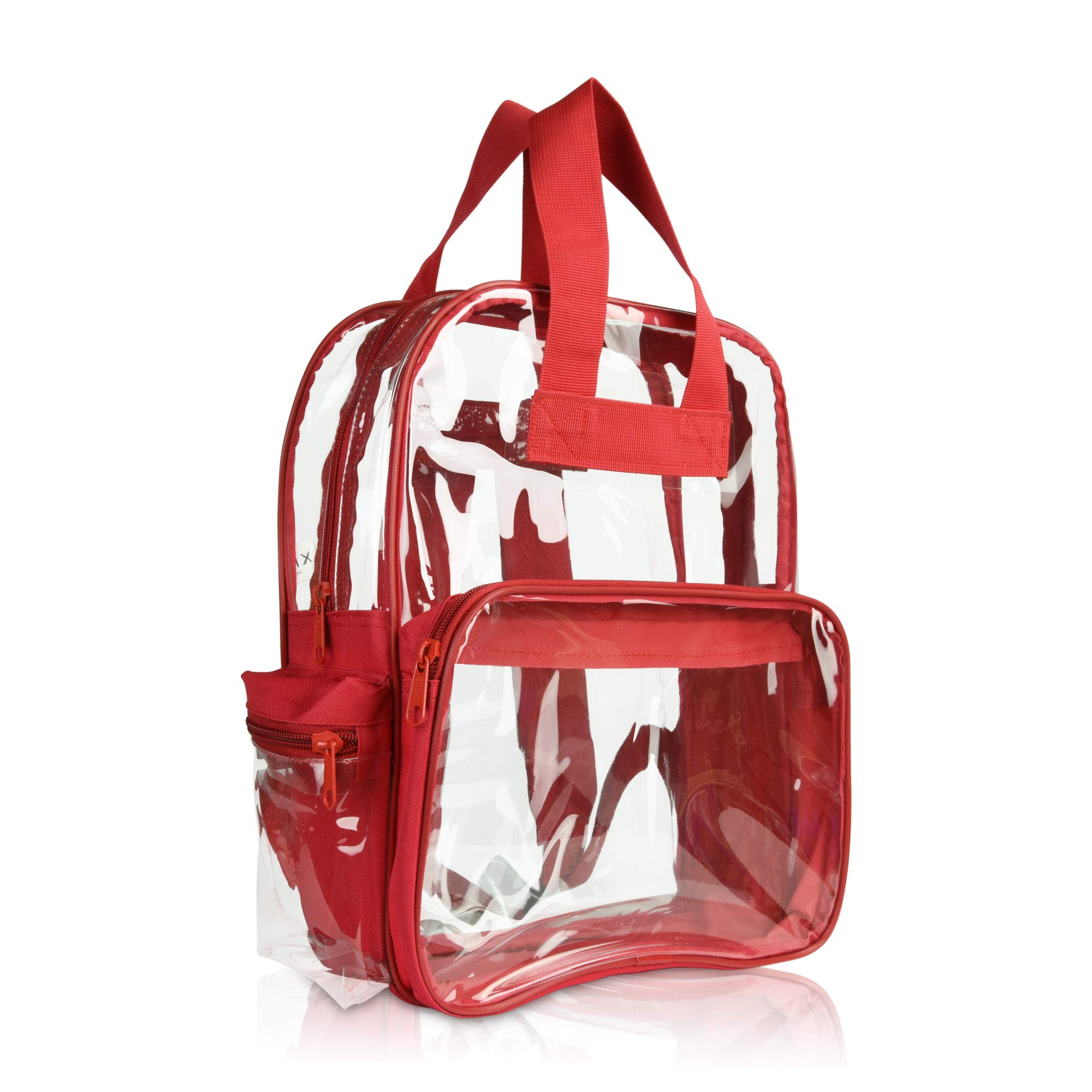 DALIX Clear Backpack Bags Smooth Plastic in Red