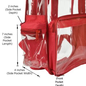 DALIX Clear Backpack Bags Smooth Plastic in Red