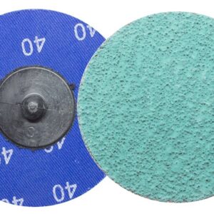 Benchmark Abrasives 3" Quick Change Green Zirconia Sanding Discs with Male R-Type Backing for Surface Finish Grind Polish Burr Rust Paint Removal Use with Die Grinder (25 Pack) - 36 Grit