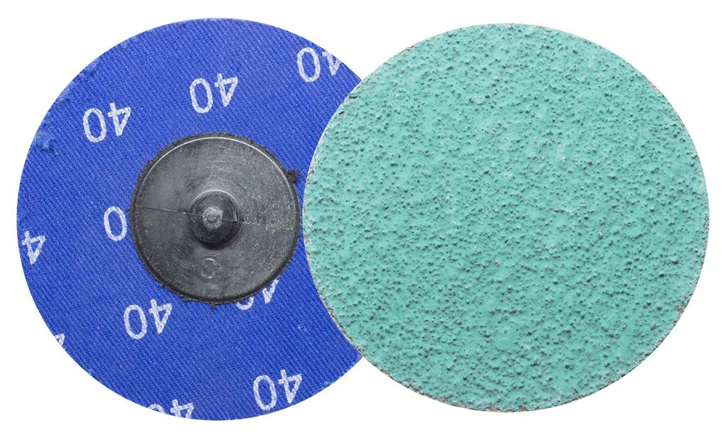 Benchmark Abrasives 3" Quick Change Green Zirconia Sanding Discs with Male R-Type Backing for Surface Finish Grind Polish Burr Rust Paint Removal Use with Die Grinder (25 Pack) - 36 Grit