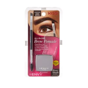 ienvy by kiss all-in-one brow pomade dark brown kbpm01 waterproof long lasting mirror cap stencils included