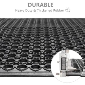 ROVSUN Rubber Floor Mat with Holes, 36''x 60'' Anti-Fatigue/Non-Slip Drainage Mat, for Industrial Kitchen Restaurant Bar Bathroom Utility Garage Pool Entry Door Mat, Indoor/Outdoor Cushion