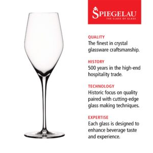 Spiegelau Prosecco Wine Glasses Set of 4 - European-Made Crystal, Classic Stemmed, Dishwasher Safe, Professional Quality Wine Glass Gift Set - 9.1 oz