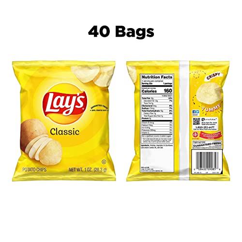 Lay's Potato Chips, Classic, 1 Ounce (Pack of 40)