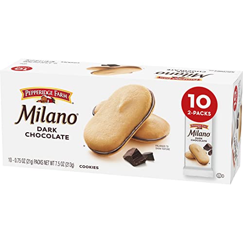 Pepperidge Farm Milano Cookies, Dark Chocolate, 10 Packs, 2 Cookies per Pack