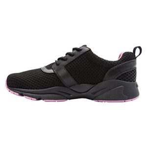 propét women stability x sneaker, black/berry, 9.5 medium
