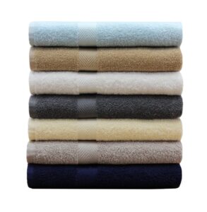 cotton craft simplicity bath towels set -7 pack- 27x52-100% cotton bath towel - lightweight absorbent soft easy care quick dry everyday luxury hotel spa gym shower beach pool camp travel dorm - multi