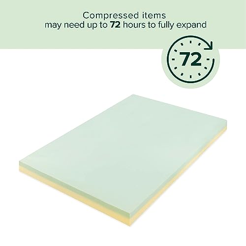 ZINUS 4 Inch Green Tea Memory Foam Mattress Topper, Pressure-Relieving Layers, CertiPUR-US Certified, Short Queen