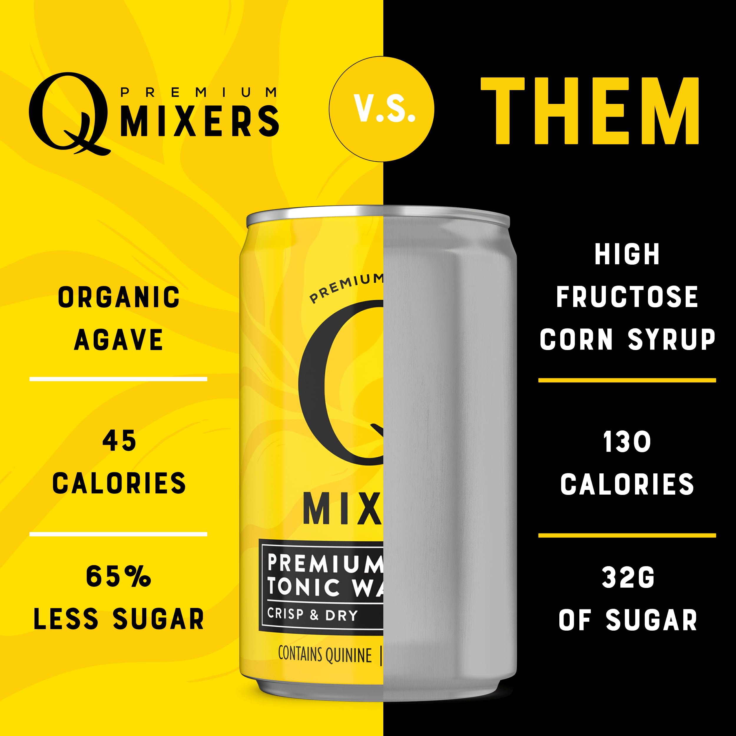 Q Mixers Tonic Water, 7.5 Fl oz (Pack of 24), Only 45 Calories per Can, Premium Cocktail and Mocktail Mixer Made with Real, Natural Ingredients (Packaging May Vary)